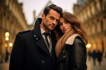 Couple in their 30s at the Louvre Museum in Paris France