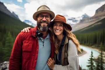 Couple in their 40s at the Banff National Park in Alberta Canada