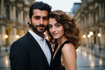 Couple in their 30s at the Louvre Museum in Paris France