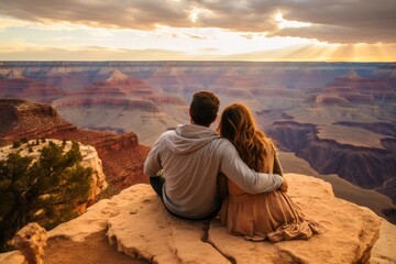 Fototapeta na wymiar Couple in their 30s at the Grand Canyon in Arizona USA