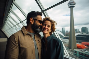 Couple in their 40s at the CN Tower in Toronto Canada