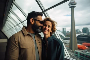 Papier Peint photo Toronto Couple in their 40s at the CN Tower in Toronto Canada