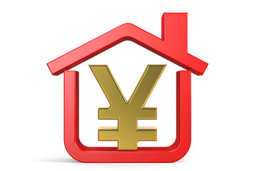 Golden Yeb sign in red house