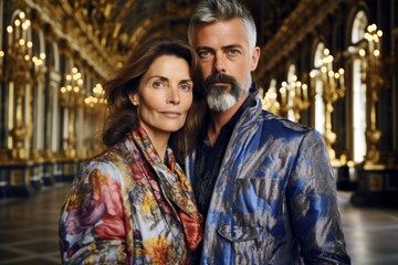 Couple in their 40s at the Palace of Versailles in Versailles France