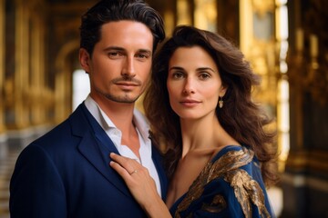 Couple in their 40s at the Palace of Versailles in Versailles France