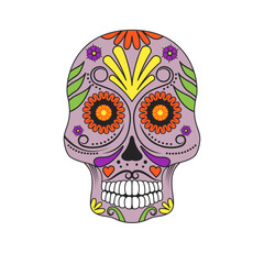 Sugar skull with colorful decoration.Day of the Dead symbol.Mexican Celebration Colorful Sugar Skull Symbol