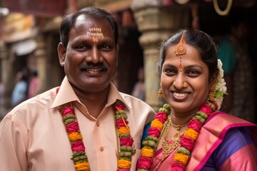 Couple in their 40s at the Meenakshi Amman Temple in Madurai India