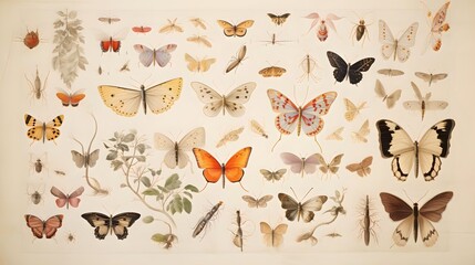 Vintage Butterfly Catalogue from the 1900s - obrazy, fototapety, plakaty