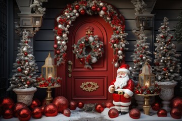 Christmas wreath. Decor for the holidays. Merry christmas and happy new year concept.