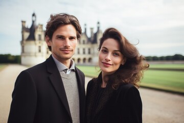 Couple in their 30s at the Château de Chambord in Chambord France