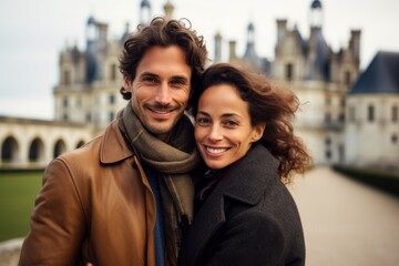 Couple in their 40s at the Château de Chambord in Chambord France