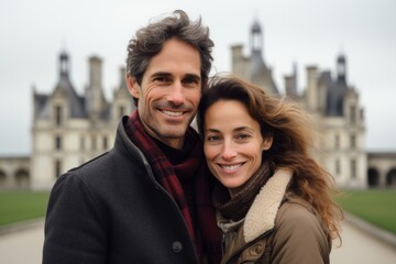 Couple in their 40s at the Château de Chambord in Chambord France