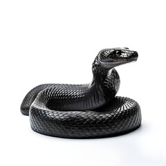 Fototapeta premium Black snake isolated with a black background. A reptile and Black Mamba snake theme. Generative ai. 