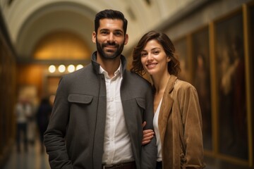 Couple in their 30s at the Museo Nacional Del Prado in Madrid Spain