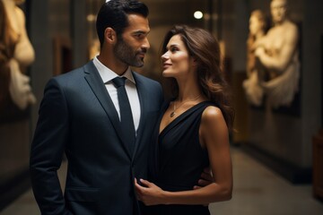 Couple in their 40s at the Museo Nacional Del Prado in Madrid Spain