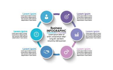 Fototapeta premium Business circle. timeline infographic icons designed for abstract background template milestone element modern diagram process technology digital marketing data presentation chart Vector