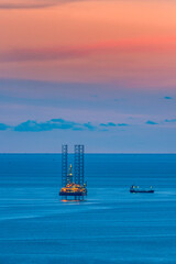 Aerial view of jack up rig on the sea at Ba Ria Vung Tau, Vietnam
