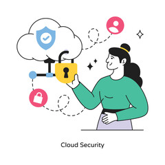 Cloud Security abstract concept vector in a flat style stock illustration