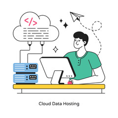 Cloud Data Hosting abstract concept vector in a flat style stock illustration