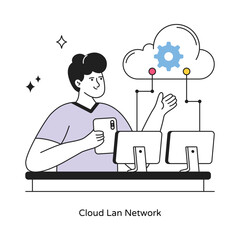 Cloud Lan Network abstract concept vector in a flat style stock illustration