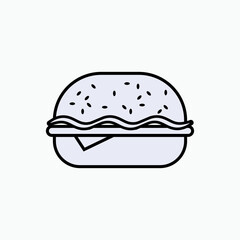 Burger Icon. Breakfast, Meal. Fast Food, Sandwich Symbol  Vector. 