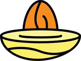 Cuted date fruit icon outline vector. Food palm. Arabic hand color flat