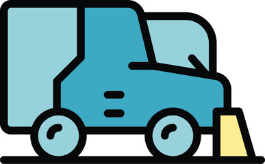 Removal dust icon outline vector. Street truck. Machine waste color flat