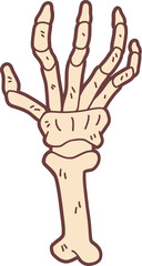 Skeleton hand with sign, halloween decoration vector illustration