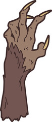 Werewolf hand with sign, halloween decoration vector illustration