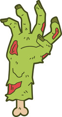Zombie hand with sign, halloween decoration vector illustration