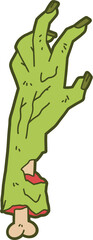 Zombie hand with sign, halloween decoration vector illustration