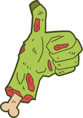 Zombie hand with thumb up, halloween decoration vector illustration