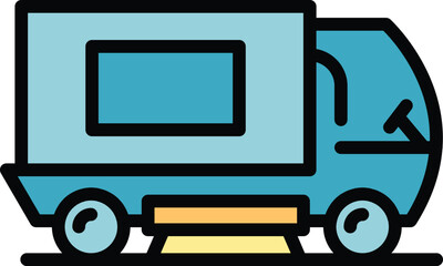 Vehicle cleaner icon outline vector. Road truck. Machine cleaning color flat