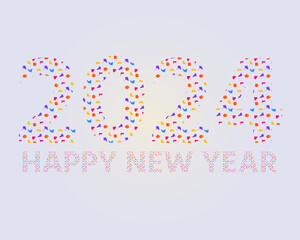 Happy new year 2024 with colorful lines. Premium vector background for happy new year 2024 celebration, vector, design