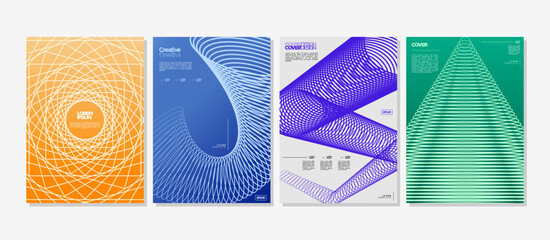 Modern technology dynamic line abstract cover design set