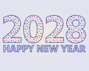 Happy new year 2028 with colorful lines, Premium vector background for happy new year 2028 celebration, design, vector.