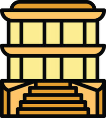 Temple stairs icon outline vector. India city. Travel town color flat