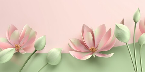 Naklejka na ściany i meble Beautiful abstract pink and green floral design background. beautiful Generative AI AIG32