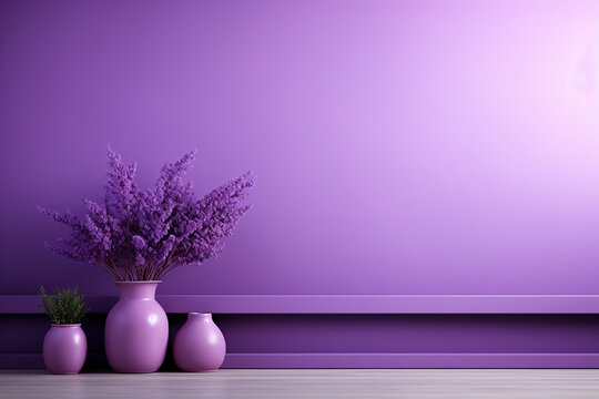 Close up of violet matte painted wall as digital backdrop ultra. AI generative