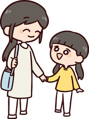 手を繋いで歩く親子