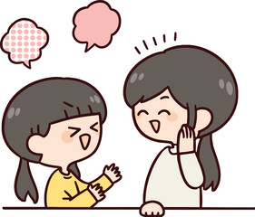楽しく会話する親子