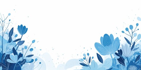 Fototapeta na wymiar Beautiful abstract blue simple doodle cartoon floral design background. beautiful Generative AI AIG32