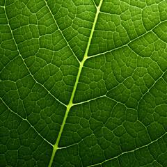 Macro close up of green leaf showing an extreme amount of detail. Generative ai. 