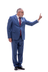 Old businessman isolated on white