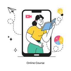 Online Course abstract concept vector in a flat style stock illustration