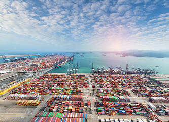 SHENZHEN, CHINA - Mar 17 2023: Yantian Port Free Trade Zone, Shenzhen City, Guangdong Province, China