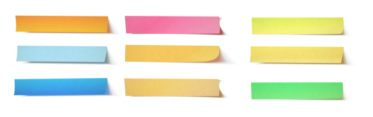 Message sticky note sticky stickers or Many assorted different colours isolated. png transparency