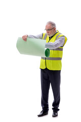 Old foreman isolated on white