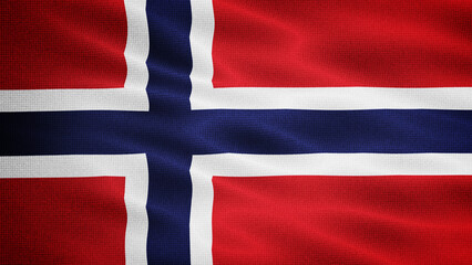 Fototapeta premium Waving Fabric Texture Of Norway National Flag Graphic Background