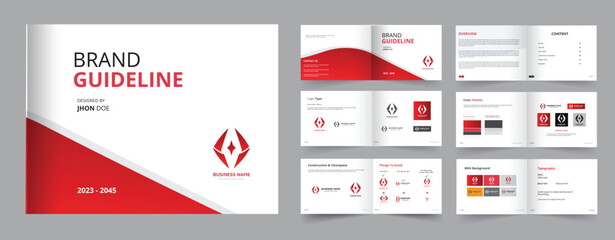 Brand guideline design template or Landscape manual brand guideline layout design template